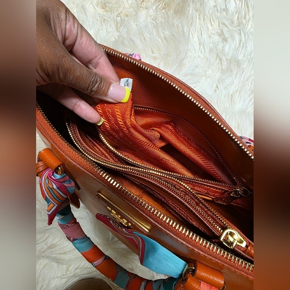 Prada Orange Leather Women's Hand Bag - Picture 14 of 16